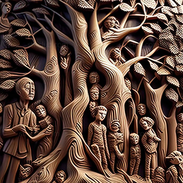 3D мадэль Деревья в толпе Лес Кимори защищают гигантское Тре (STL)